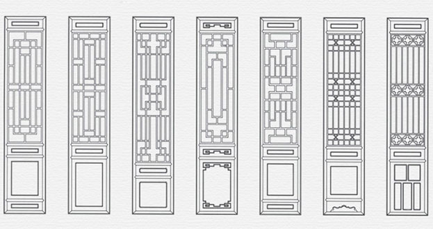 诸暨常用中式仿古花窗图案隔断设计图