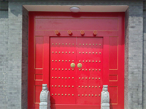 诸暨中国传统四合院系列朱红色中式木制大门木作
